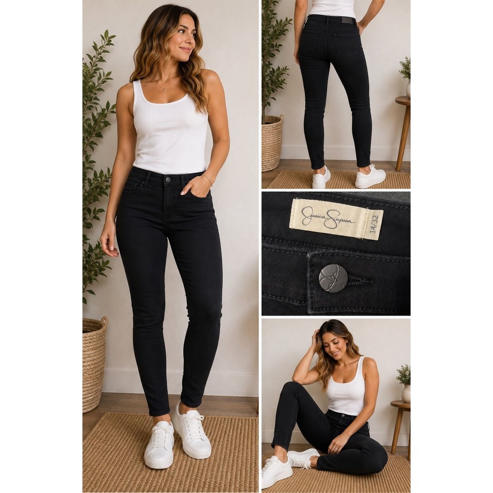 Jessica Simpson Black Skinny Jeans Women's Size 14/32 Stretch Denim